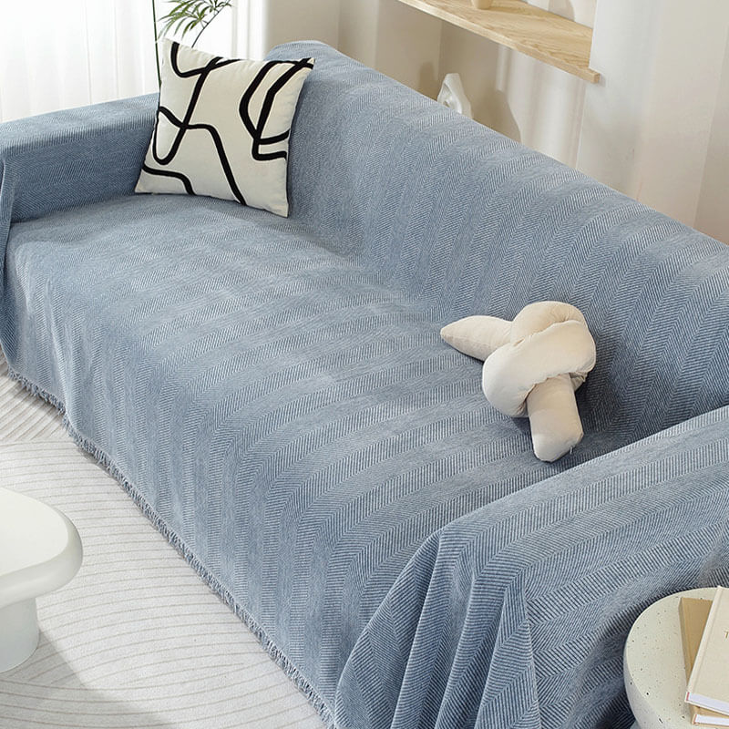 BowLift | Chenille Blanket Herringbone Tassel Couch Cover