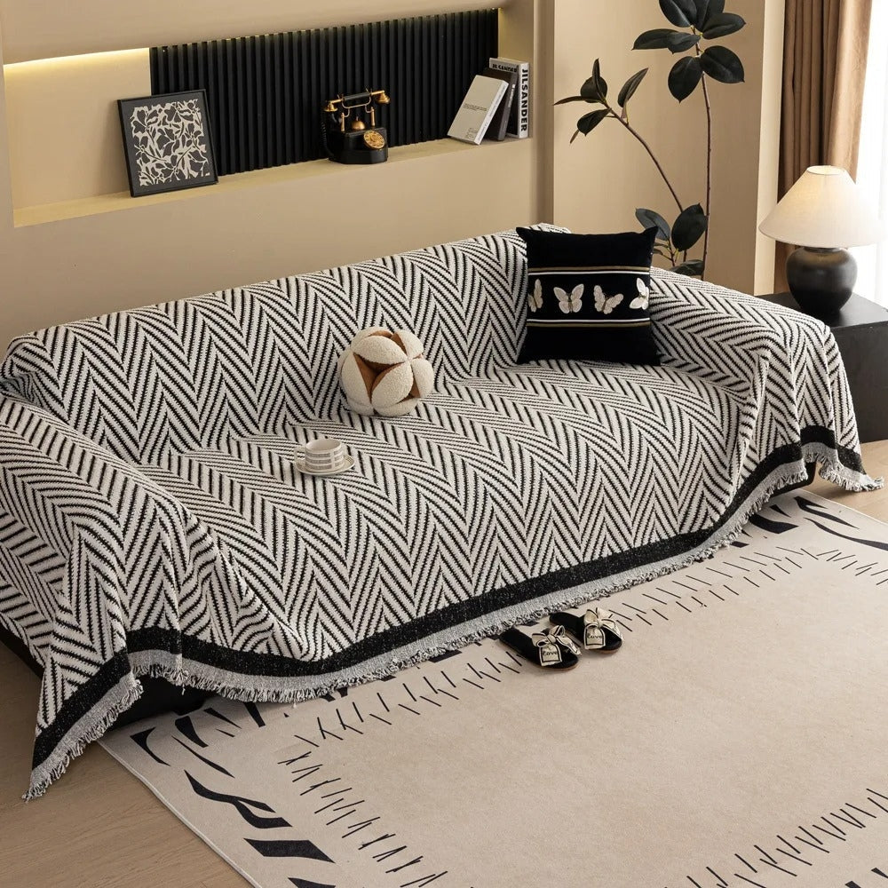BowLift | Chevron Herringbone Tassel Sofa Cover