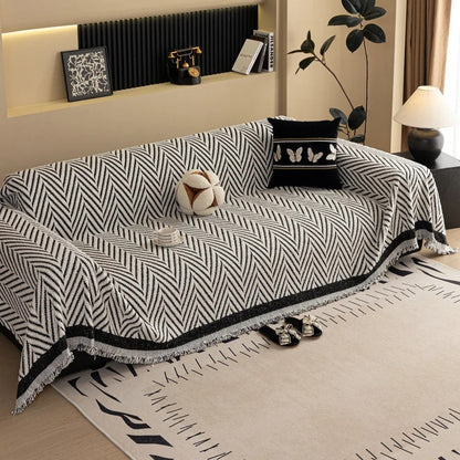 BowLift | Chevron Herringbone Tassel Sofa Cover