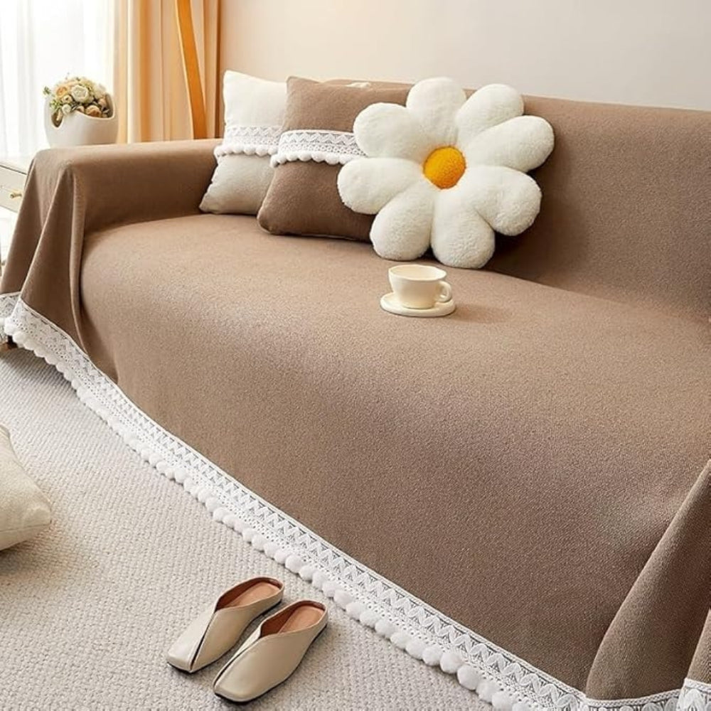 BowLift | Classic Chenille Lace Edge Sofa Cover
