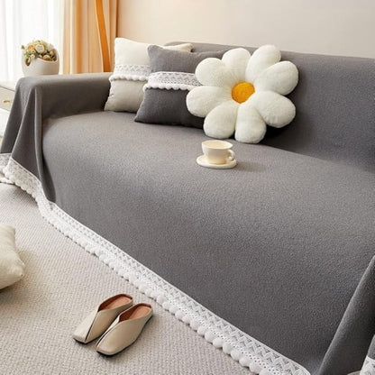 BowLift | Classic Chenille Lace Edge Sofa Cover