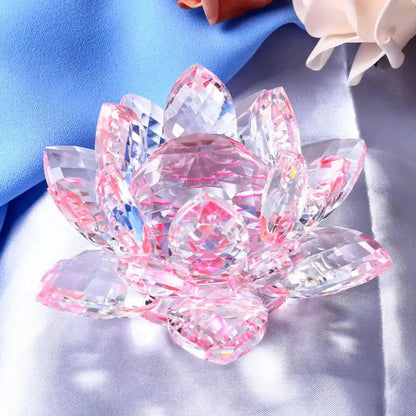LZINA™ | Crystal Lotus Flower Figurine Home Wedding Decoration Glass Art Collection Paperweight Office Table Ornaments Souvenir Gifts