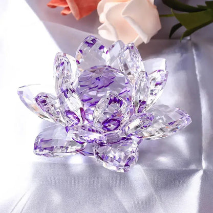 LZINA™ | Crystal Lotus Flower Figurine Home Wedding Decoration Glass Art Collection Paperweight Office Table Ornaments Souvenir Gifts
