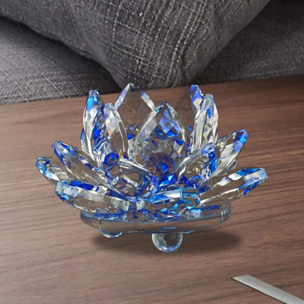 LZINA™ | Crystal Lotus Flower Figurine Home Wedding Decoration Glass Art Collection Paperweight Office Table Ornaments Souvenir Gifts