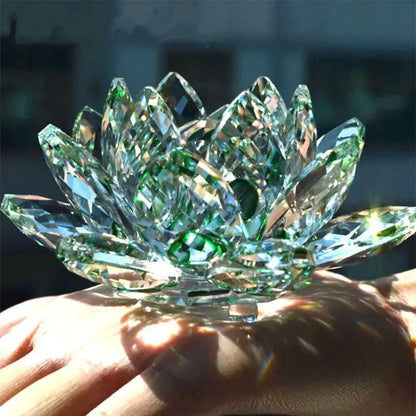 LZINA™ | Crystal Lotus Flower Figurine Home Wedding Decoration Glass Art Collection Paperweight Office Table Ornaments Souvenir Gifts