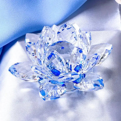 LZINA™ | Crystal Lotus Flower Figurine Home Wedding Decoration Glass Art Collection Paperweight Office Table Ornaments Souvenir Gifts