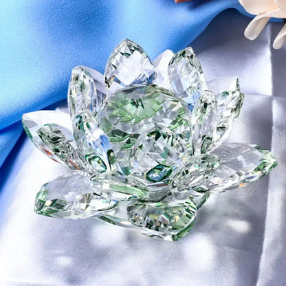 LZINA™ | Crystal Lotus Flower Figurine Home Wedding Decoration Glass Art Collection Paperweight Office Table Ornaments Souvenir Gifts
