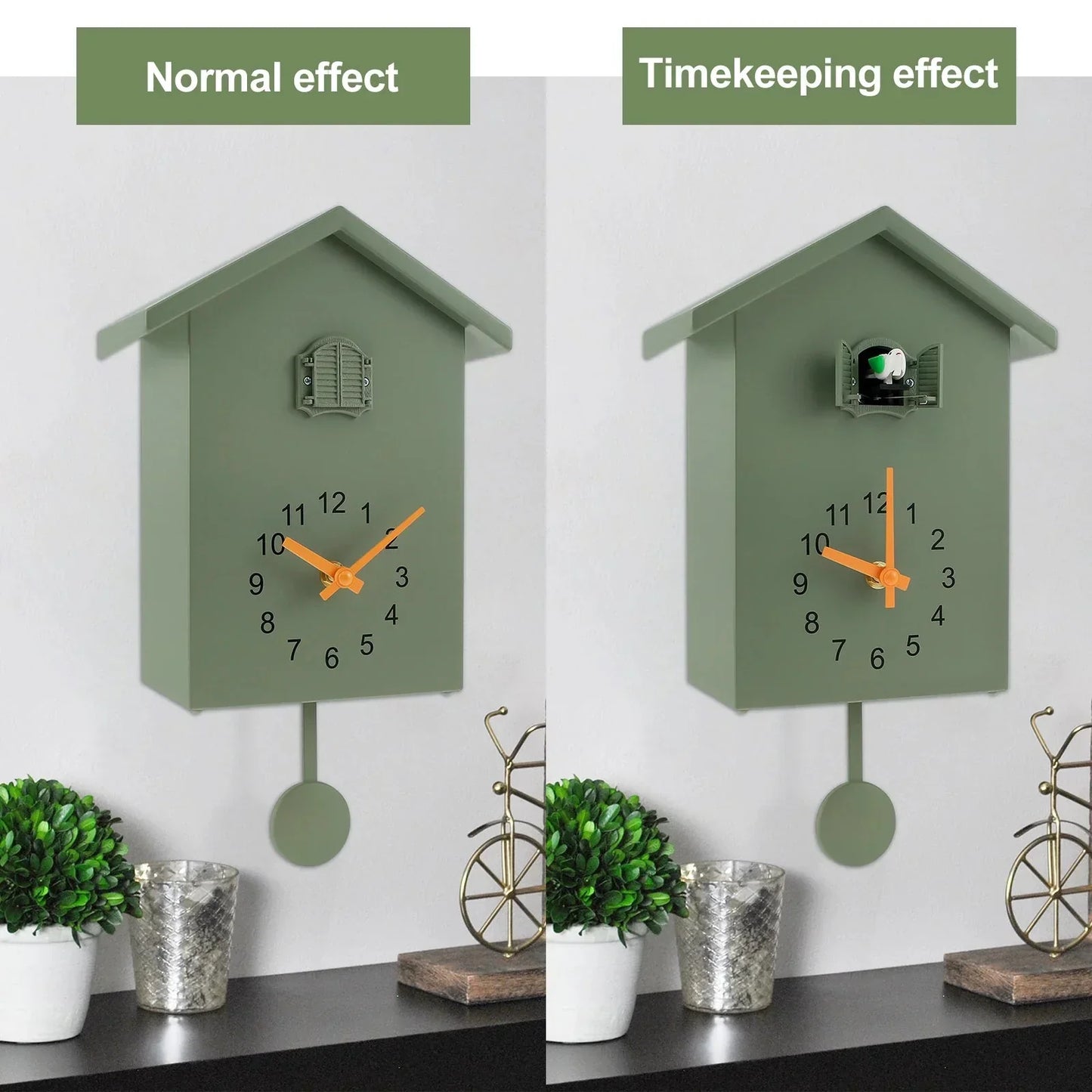 BowLift | Cuckoo Clock Cuckoo Sound Clock with Pendulum Delicate Cuckoo Clock Bird Battery Operated Cuckoo Wall Clock for Living Room Decor