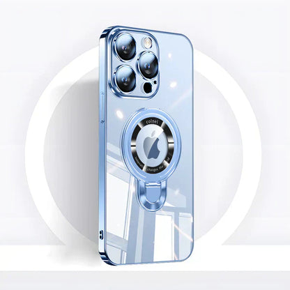 LZINA™ | iPhone MagSafe Series | Transparent electroplated rotating stand phone case