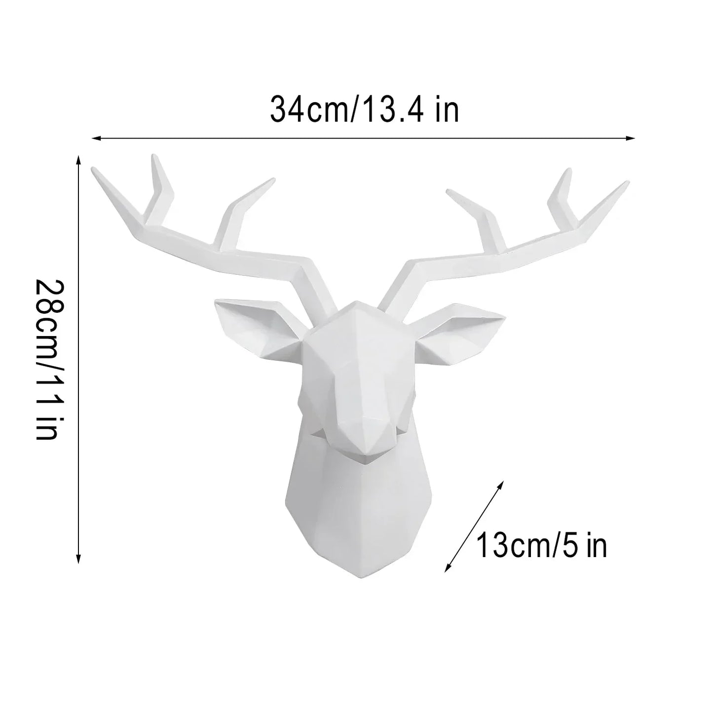 LZINA™ | Deer Head Sculpture Animal Statue Figures Wall Hanging Creative Moose Art Antlers Statuette for Office Decor Wall Mounting