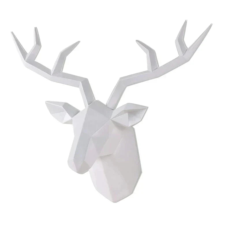 LZINA™ | Deer Head Sculpture Animal Statue Figures Wall Hanging Creative Moose Art Antlers Statuette for Office Decor Wall Mounting