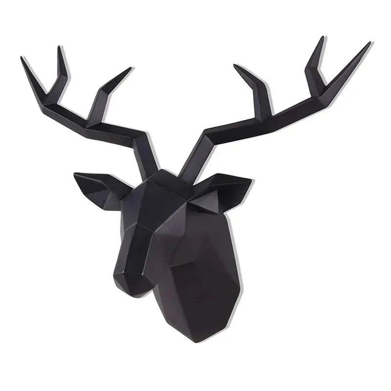 LZINA™ | Deer Head Sculpture Animal Statue Figures Wall Hanging Creative Moose Art Antlers Statuette for Office Decor Wall Mounting