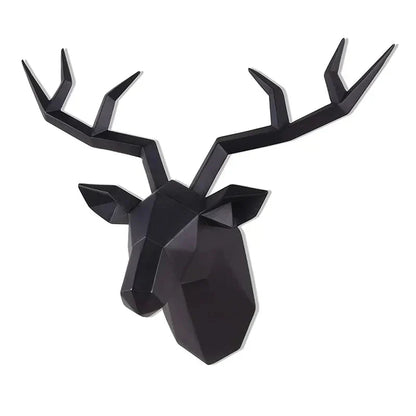 LZINA™ | Deer Head Sculpture Animal Statue Figures Wall Hanging Creative Moose Art Antlers Statuette for Office Decor Wall Mounting