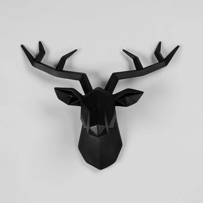 LZINA™ | Deer Head Sculpture Animal Statue Figures Wall Hanging Creative Moose Art Antlers Statuette for Office Decor Wall Mounting