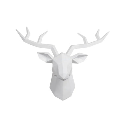 LZINA™ | Deer Head Sculpture Animal Statue Figures Wall Hanging Creative Moose Art Antlers Statuette for Office Decor Wall Mounting