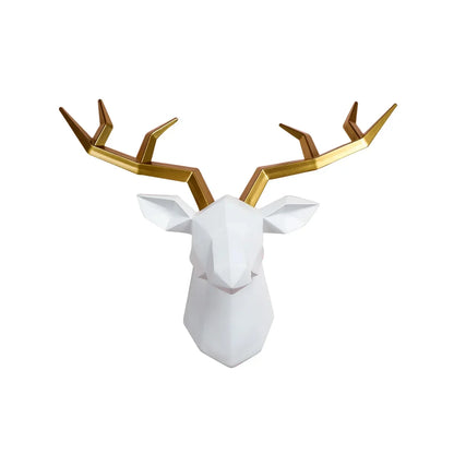 LZINA™ | Deer Head Sculpture Animal Statue Figures Wall Hanging Creative Moose Art Antlers Statuette for Office Decor Wall Mounting