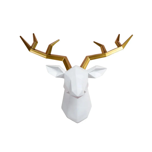 LZINA™ | Deer Head Sculpture Animal Statue Figures Wall Hanging Creative Moose Art Antlers Statuette for Office Decor Wall Mounting