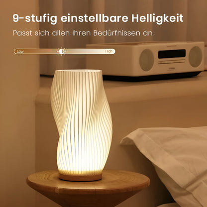 BowLift DreamWave: Modern Cream-Colored 3D Wave Lamp with an Elegant Metal Base