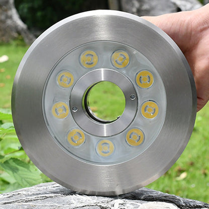 BowLift 12W Landscape Ring LED Underwater Spotlight — Color-Changing, Stainless Steel, Colorful Glow