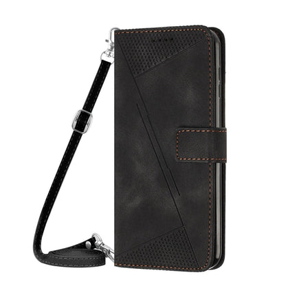 BowLift | For iPhone 13 Pro Max Dream Triangle Leather Phone Case with Shoulder Strap (Black)