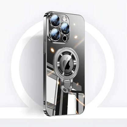 LZINA™ | iPhone MagSafe Series | Transparent electroplated rotating stand phone case