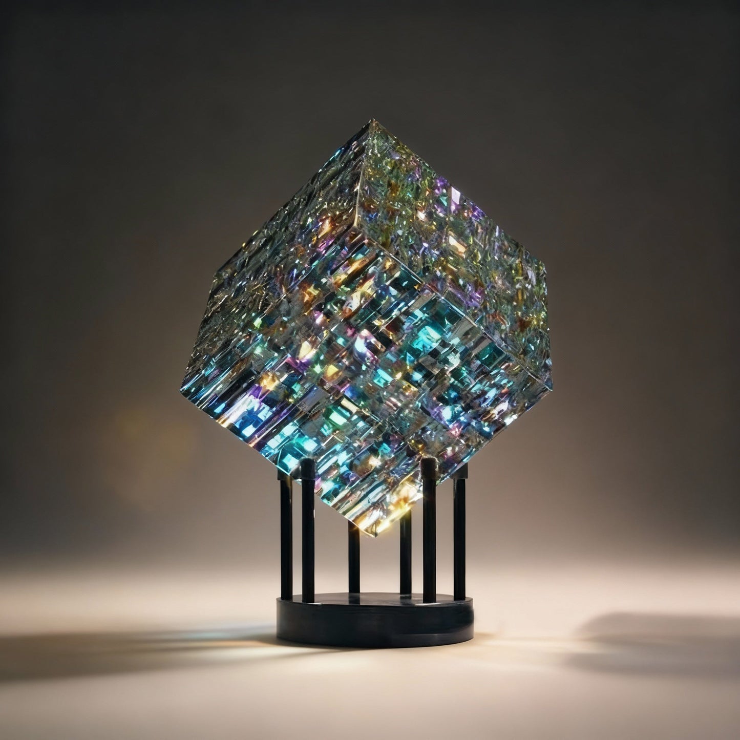 LZINA™ | ChromaticCube Crystal Rainbow Refraction Art | Modern Desk Decor & Centerpiece