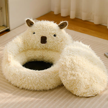 BowLift | Alpaca-shaped, fluffy, warm, detachable dog and cat bed