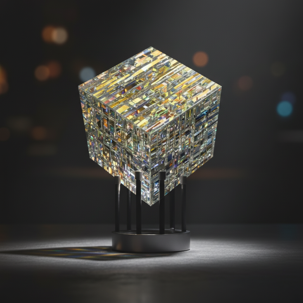 LZINA™ | ChromaticCube Crystal Rainbow Refraction Art | Modern Desk Decor & Centerpiece