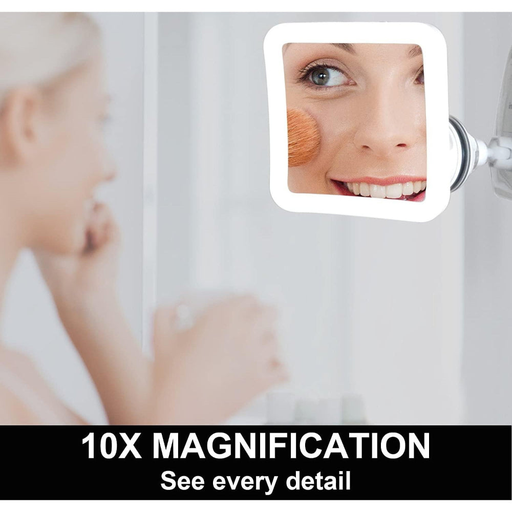 BowLift | GlowView 10X Lighted Magnifying Mirror with LED & Suction Mount – Portable Makeup Mirror