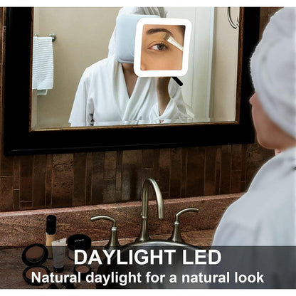 BowLift | GlowView 10X Lighted Magnifying Mirror with LED & Suction Mount – Portable Makeup Mirror