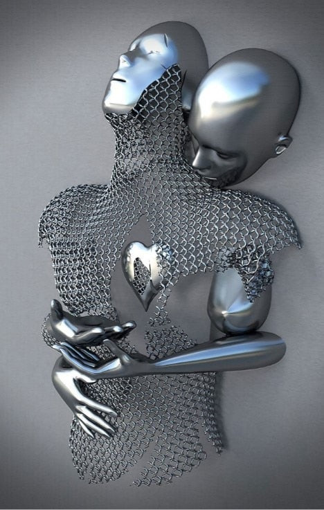 LZINA™ | Metal Figure Statues Styles Abstract Canvas Painting Couples Wall Art Love Sculpture Poster Print Home Decor Living Room Gifts