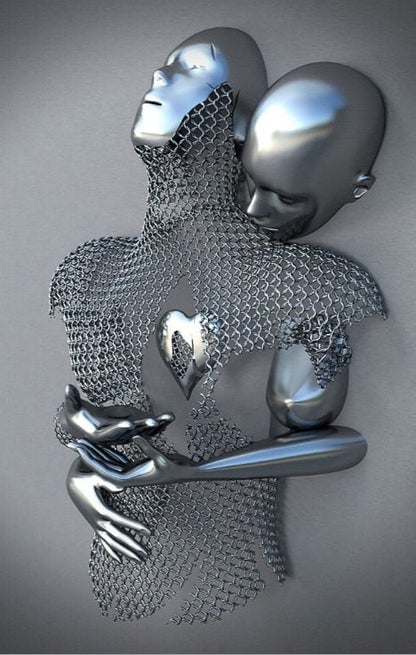 LZINA™ | Metal Figure Statues Styles Abstract Canvas Painting Couples Wall Art Love Sculpture Poster Print Home Decor Living Room Gifts