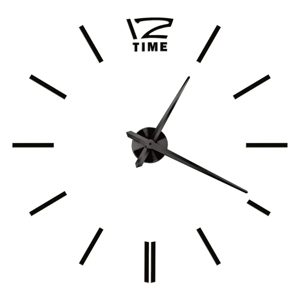 Big Wall Clock DIY 3D Self Adhesive Mirrored Acrylic Wall Clock For Kitchen Dining Room Living Room Creative Home Decor | Bowlift
