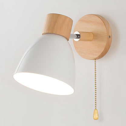 BowLift Nordic-Modern Wooden Wall Lamp with Hanging Switch