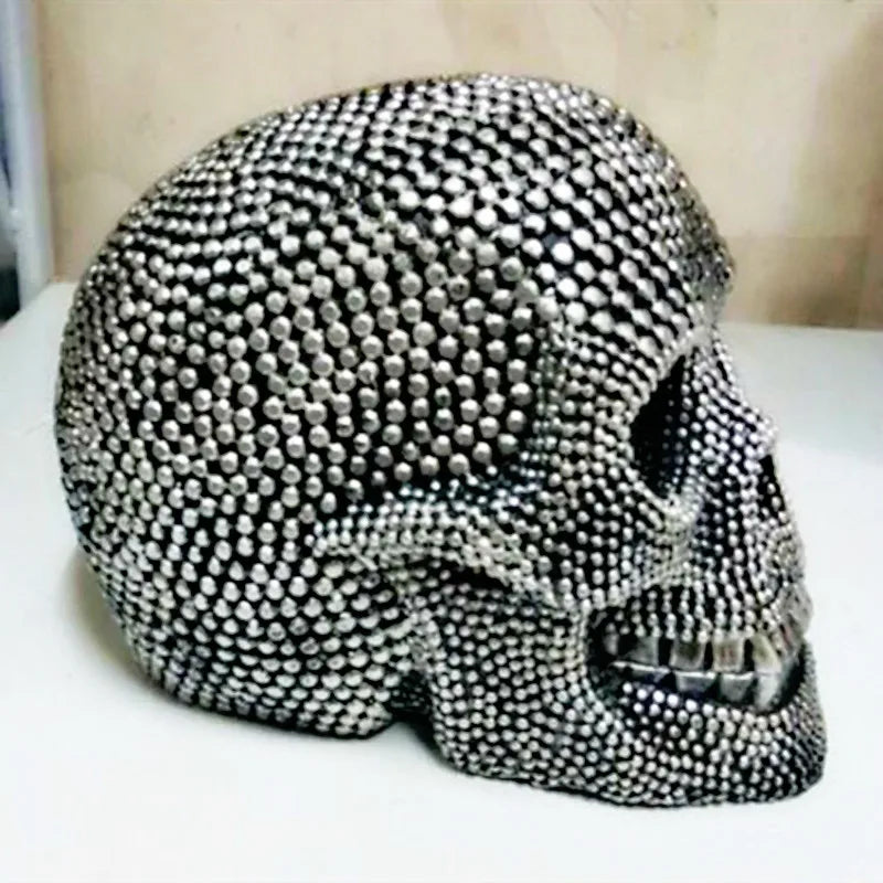 LZINA™ | BUF Large Silver/Gold Skull Statue Resin Craft Decorative Ornaments Halloween Decoration Sculpture Home Decor Figures