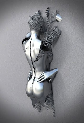 LZINA™ | Metal Figure Statues Styles Abstract Canvas Painting Couples Wall Art Love Sculpture Poster Print Home Decor Living Room Gifts