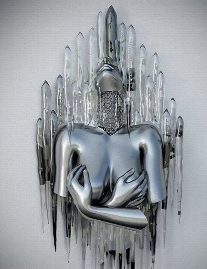 LZINA™ | Metal Figure Statues Styles Abstract Canvas Painting Couples Wall Art Love Sculpture Poster Print Home Decor Living Room Gifts
