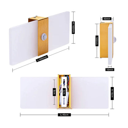 BowLift Motion-Sensor Wall Light – Modern Aluminum & Acrylic Decorative Fixture for Interior Lighting (Kitchen, Bedroom, Hallway, Corridor)