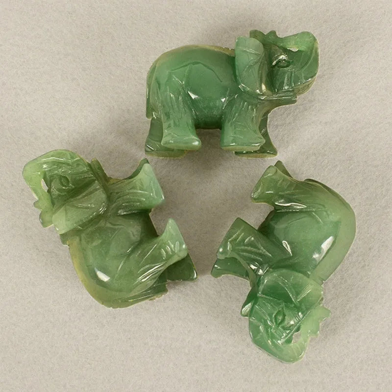 LZINA™ | Green Aventurine Jade Stone Elephant Statue
