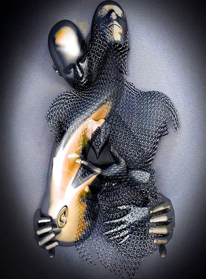 LZINA™ | Metal Figure Statues Styles Abstract Canvas Painting Couples Wall Art Love Sculpture Poster Print Home Decor Living Room Gifts