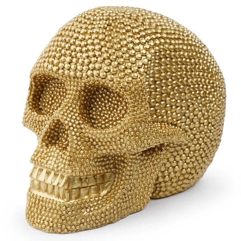 LZINA™ | BUF Large Silver/Gold Skull Statue Resin Craft Decorative Ornaments Halloween Decoration Sculpture Home Decor Figures