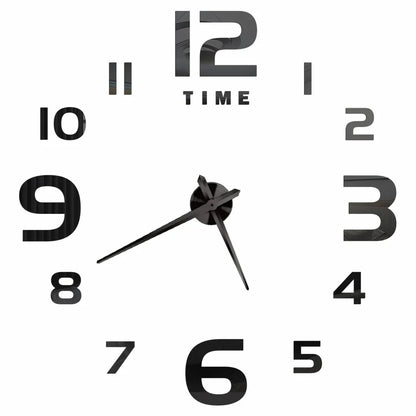 Big Wall Clock DIY 3D Self Adhesive Mirrored Acrylic Wall Clock For Kitchen Dining Room Living Room Creative Home Decor | Bowlift