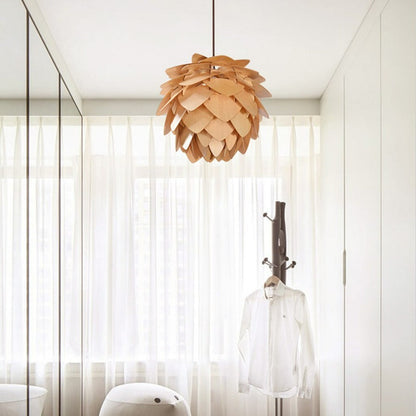 BowLift | Handcrafted Wooden Pine Cone Pendant Light