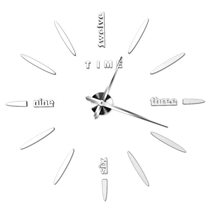 Big Wall Clock DIY 3D Self Adhesive Mirrored Acrylic Wall Clock For Kitchen Dining Room Living Room Creative Home Decor | Bowlift