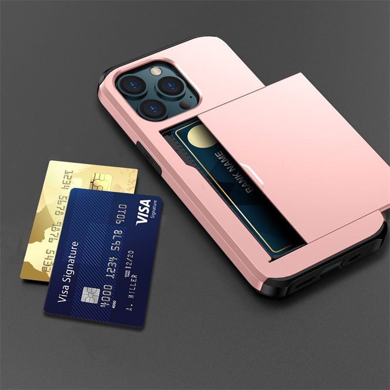 LZINA™ | Business Armor Slide Wallet iPhone Case