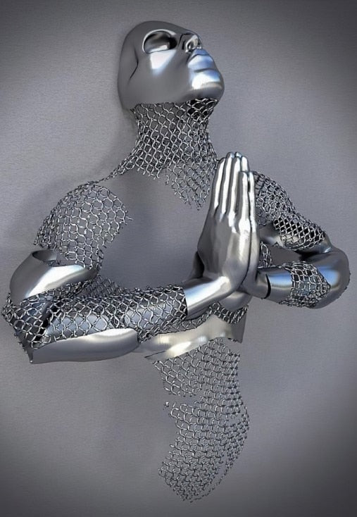 LZINA™ | Metal Figure Statues Styles Abstract Canvas Painting Couples Wall Art Love Sculpture Poster Print Home Decor Living Room Gifts
