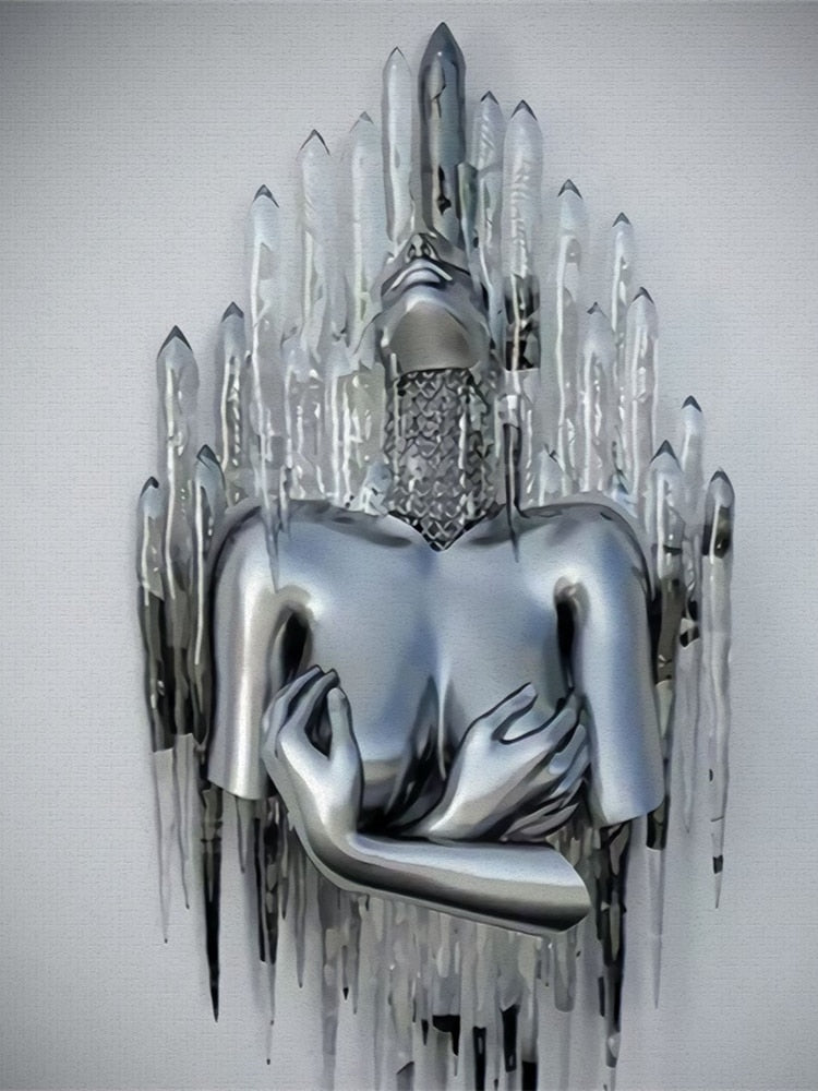 LZINA™ | Metal Figure Statues Styles Abstract Canvas Painting Couples Wall Art Love Sculpture Poster Print Home Decor Living Room Gifts