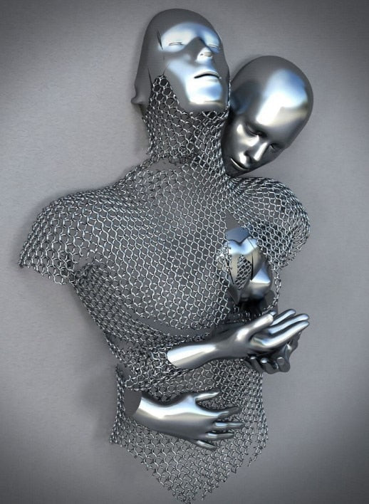 LZINA™ | Metal Figure Statues Styles Abstract Canvas Painting Couples Wall Art Love Sculpture Poster Print Home Decor Living Room Gifts