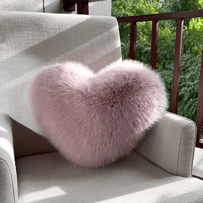 BowLift | Heart-shaped faux fur pillow for warm & modern living spaces