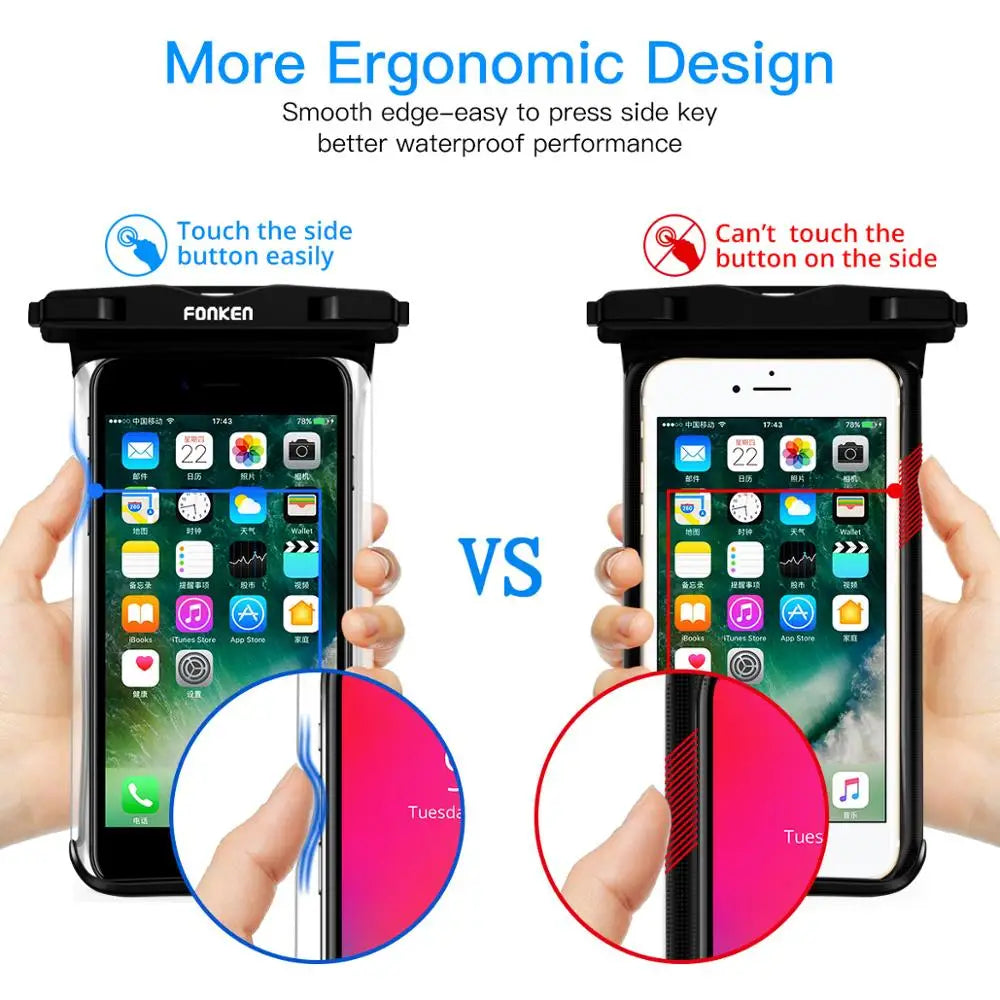 LZINA™ | Waterproof Smartphone Case DryVault | Full View Design | Side Accessible | With Carrying Strap
